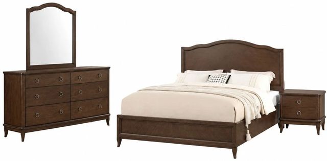 Flexsteel® Bellevue 4-Piece Whiskey Brown Queen Panel Bedroom Set-0