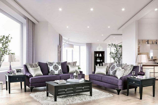 Furniture of America® Sisseton Purple Sofa-1