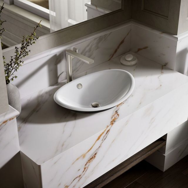 Kohler Iron Plains® White 20.75" Oval Vessel Bathroom Sink with Iron Black Painted Underside-2