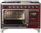 Ilve® Majestic III 48" Burgundy Pro Style Dual Fuel Liquid Propane Range with Triple Glass Door and Chrome Trim-3