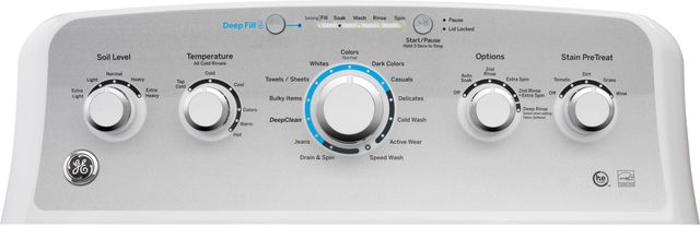 GE® White Top Load Washer & Electric Dryer Laundry Pair-3