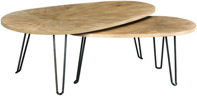 Hammary® Oblique Natural Bunching Cocktail Table Set with Black Metal Base-0