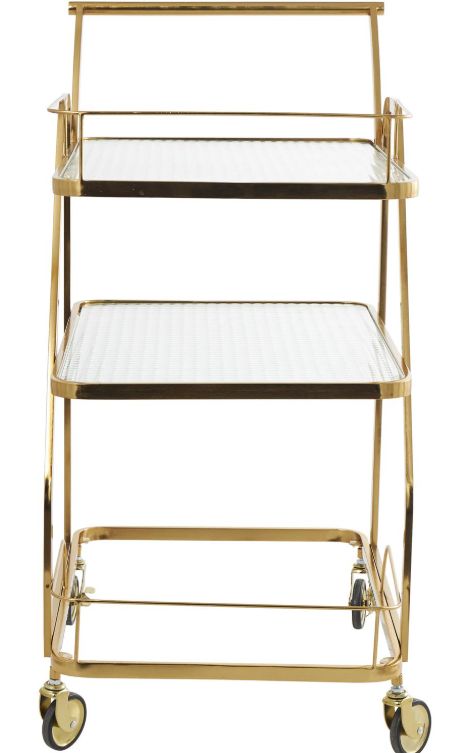 Deco Marche Gold Glass Shelf 3-Tier Bar Cart with Side Guards and Handle-2