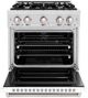 ZLINE Classic Series 36" Satin Stainless Steel Pro Style Dual Fuel Range with White Matte Door-4