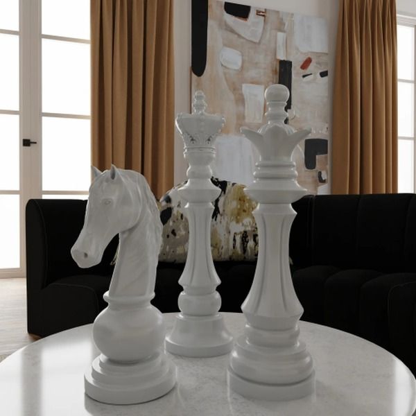 Harp & Finial® Matte White Knight Chess Piece-2
