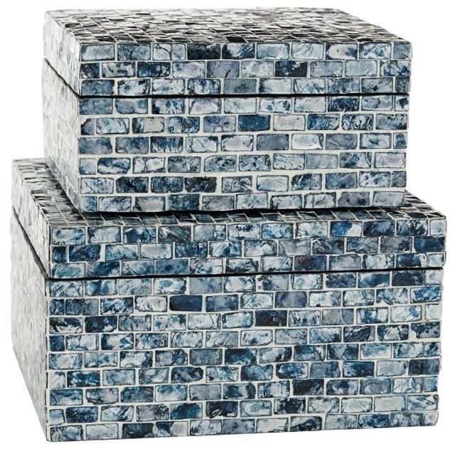 Deco Marche 2-Piece Blue Handmade Box with Hinged Lid Set-1