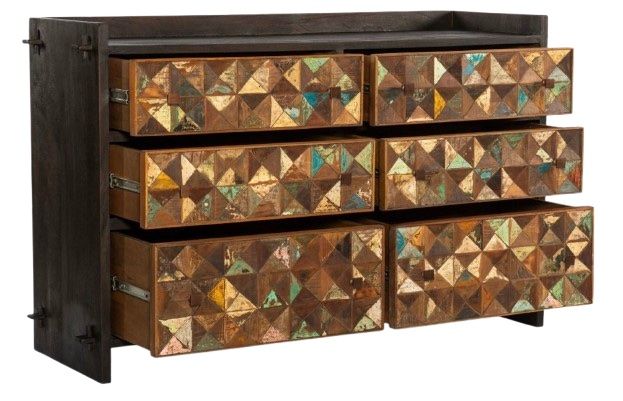 Home Trends & Design Rio 6-Drawer Black/Brown/Green/White Dresser-2