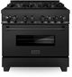 ZLINE 36" Black Stainless Steel Pro Style Dual Fuel Range-0