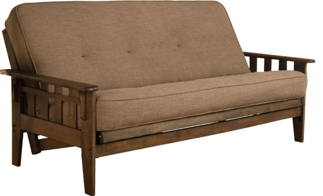 Kodiak Furniture Tucson Linen Stone/Rustic Walnut Full Futon with Mattress-0
