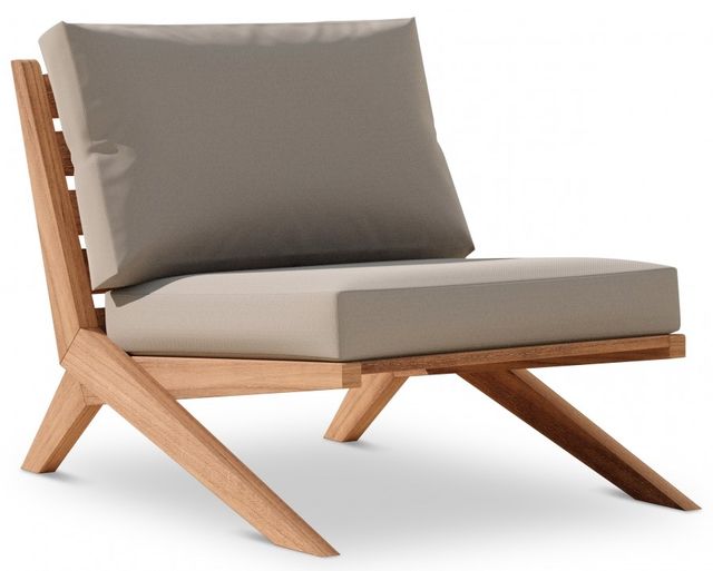 Meridian Furniture Tahiti Light Grey Fabric/Teak 30" Outdoor Accent Chair-0