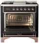 Ilve® Majestic III 36" Glossy Black Pro Style Dual Fuel Natural Gas Range with 6 Black Brass Burners and Copper Trim-1