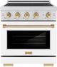 ZLINE Autograph Edition Paramount 30" Satin Stainless Steel Pro Style Induction Range with White Matte Door & Polished Gold Accents-0