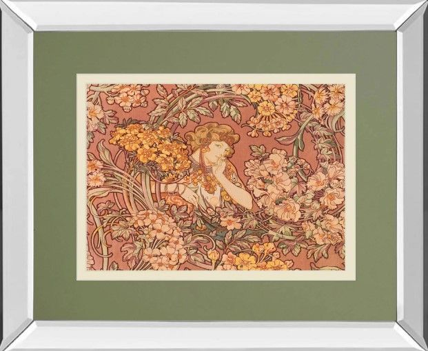 Classy Art Redhead Among Flowers by Alphonse Mucha Wall Art-0
