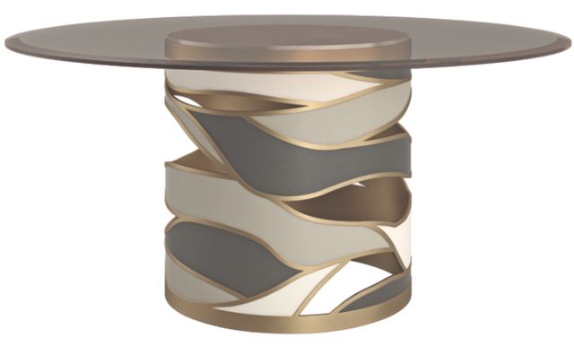 Caracole® Signature Metropolitan View From The Top Glass Top Dining Table with Brushed Gold Base