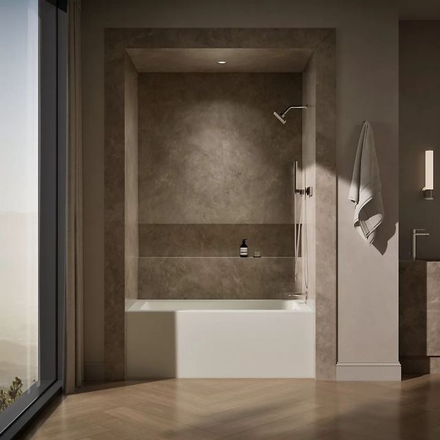 KOHLER® Underscore® Biscuit 60" x 32" Alcove Bath - Right Drain-4