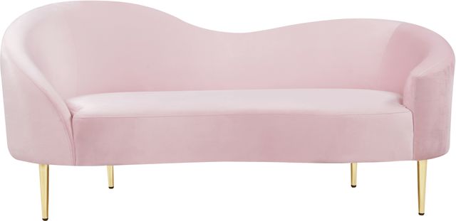 Meridian Furniture Ritz Pink Velvet Loveseat-1