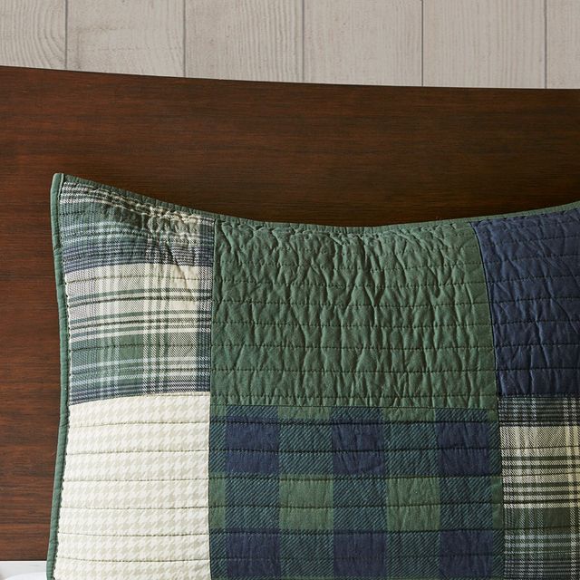 Olliix by Woolrich Mill Creek Green Full/Queen Oversized Cotton Quilt Set-3