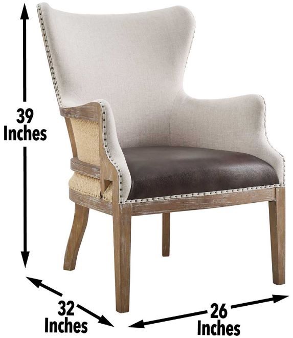 Steve Silver Co. George Alabaster/Distressed Oak Wingback Accent Chair-2