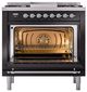 Ilve® Nostalgie II Noblesse 36'' Glossy Black Pro Style Dual Fuel Range with Chrome Trim-2