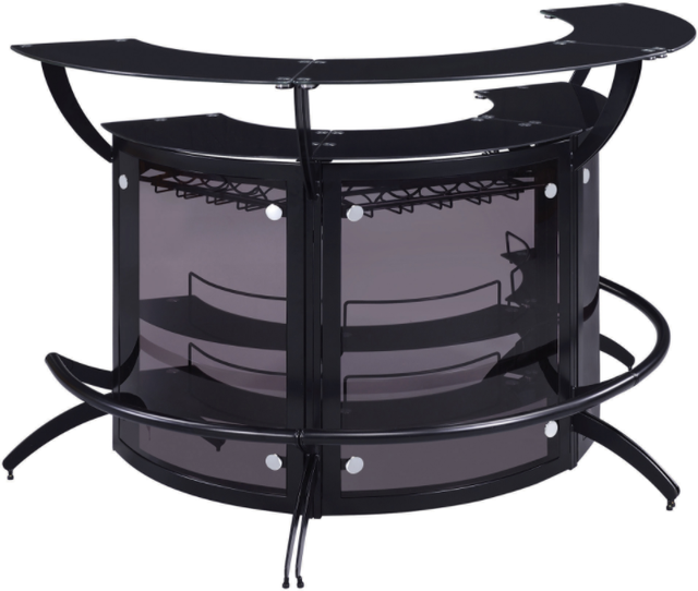 Coaster® Dallas 3-Piece Black Curved Freestanding Home Bar Cabinet Set-0