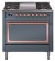 Ilve® Nostalgie II Noblesse 36'' Blue Gray Pro Style Dual Fuel Range with Copper Trim-0