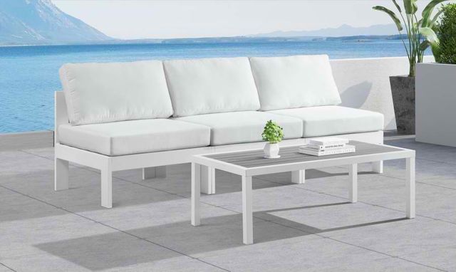 Meridian Furniture Nizuc 3-Piece White Outdoor Patio Modular Sofa-2