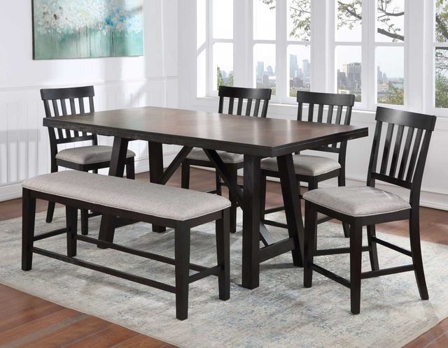 Steve Silver Co. Halle Ebony/Oatmeal Counter Dining Bench-3