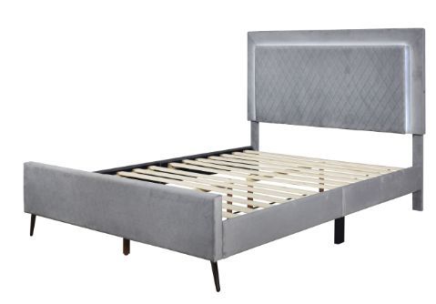 Milton Greens Stars Dark Gray Full Lattice Platform Bed-2