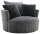 Furniture of America® Hoople Dark Gray Channel Tufted Swivel Chair-0