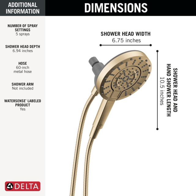 Delta Universal Showering Champagne Bronze 5-Spray Setting In2ition® with ProClean®-3