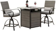 Furniture of America® Arosa 3-Piece Black/Gray Metal/Rattan Outdoor Patio Set