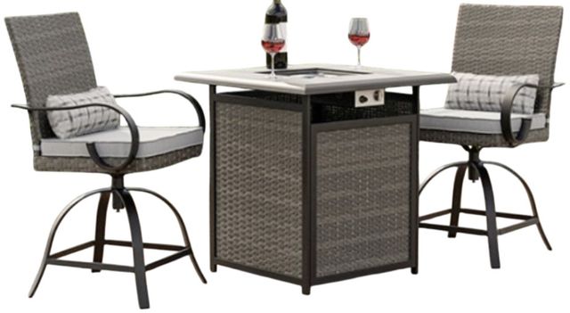 Furniture of America® Arosa 3-Piece Black/Gray Metal/Rattan Outdoor Patio Set-0