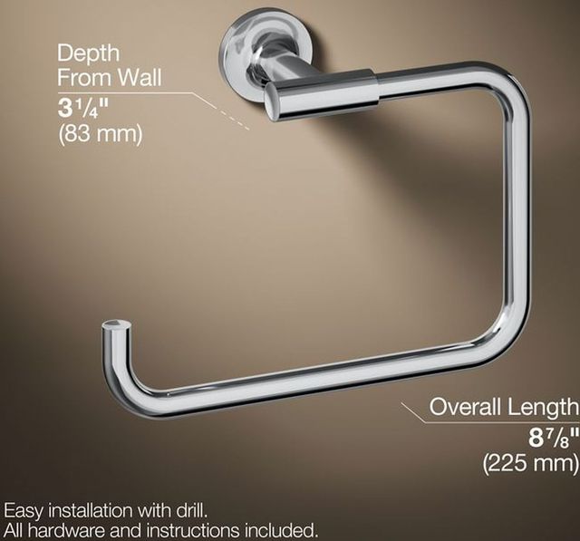 KOHLER® Purist® Polished Chrome Towel Ring-2