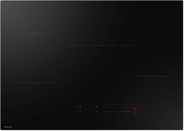Samsung 30" Black Induction Cooktop with Anti-Scratch Matte Glass and Sync Burners