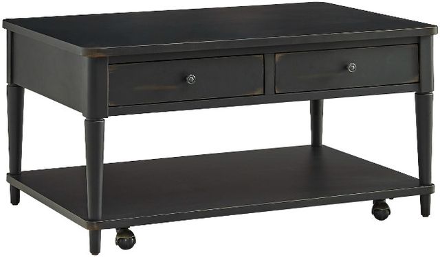 Null Furniture Expressions Rubbed Black Rectangular Cocktail Table -0