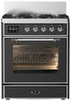 Ilve® Majestic III 30" Graphite Matte Pro Style Dual Natural Gas Fuel Range with 5 Black Brass Burners and Chrome Trim-0