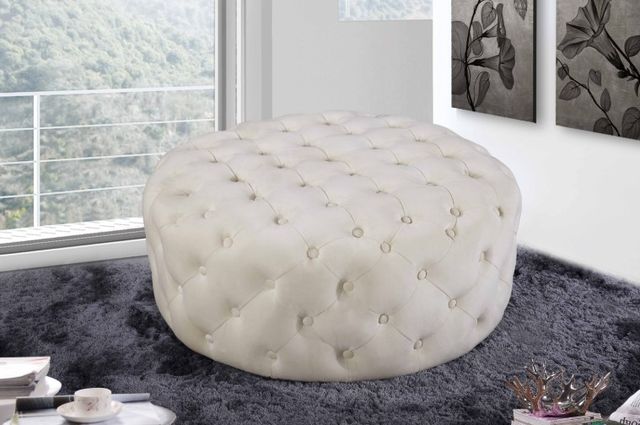 Meridian Furniture Addison Cream Velvet Ottoman-2