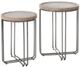 StyleCraft Ryder 2-Piece Beige Nested Round Table Set with Stainless Steel Base-0