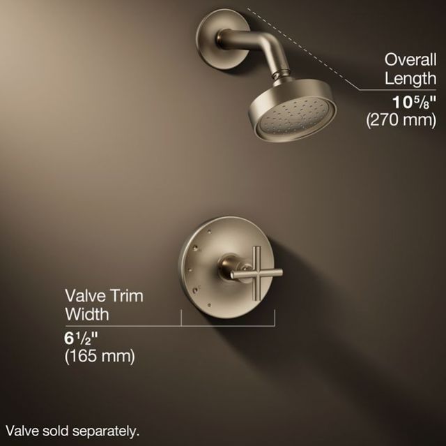 KOHLER® Purist® Rite-Temp® Vibrant Brushed Bronze 1.75 GPM Shower Trim Kit with Cross Handle-2