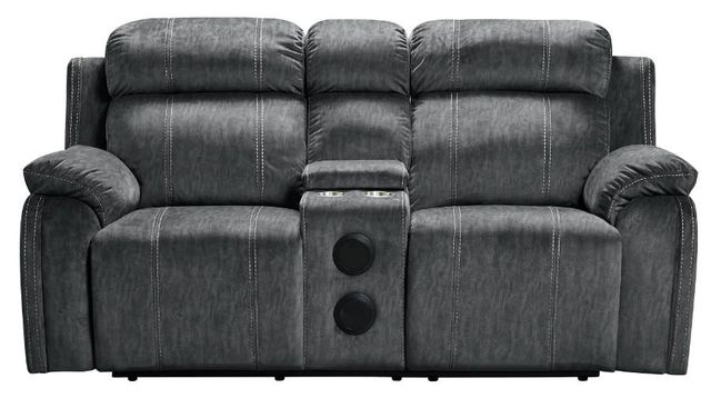 New Classic® Home Furnishings Tango Shadow Manual Reclining Loveseat with Speaker-1