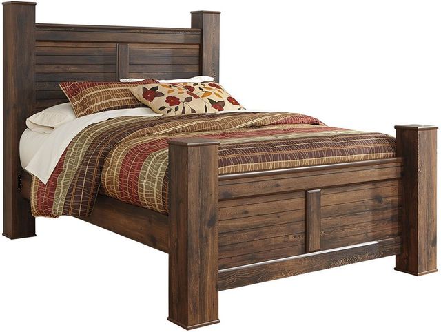 Signature Design by Ashley® Quinden 4-Piece Dark Brown Queen Poster Bed Set-1