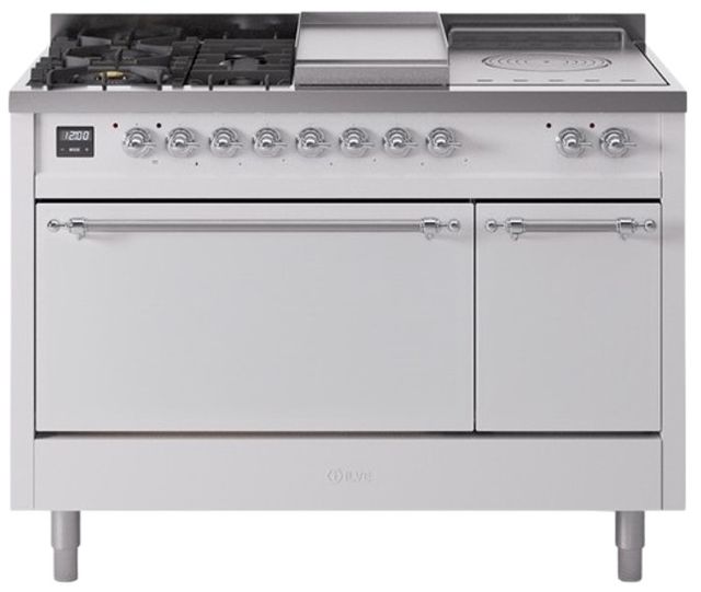 Ilve® Nostalgie II Series 48" White Pro Style Dual Fuel Range-0