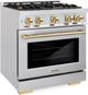 ZLINE Select Autograph Edition 30" Stainless Steel Convection Pro Style Gas Range with Polished Gold Accents-2