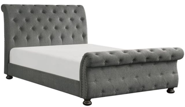 Homelegance® Crofton Gray Upholstered Queen Sleigh Bed-0