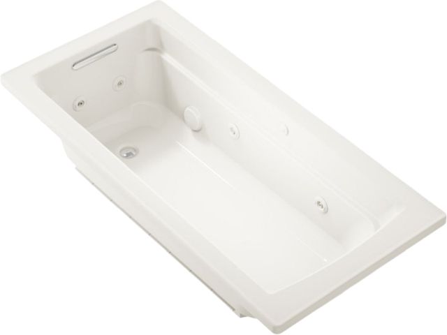 KOHLER® Archer® Biscuit 66" x 32" Drop-In Heated Whirlpool Bath-0