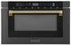 ZLINE Autograph Edition 24" 1.2 Cu. Ft. Black Stainless Steel Built-in Microwave Drawer with Polished Gold Helix Handle-0