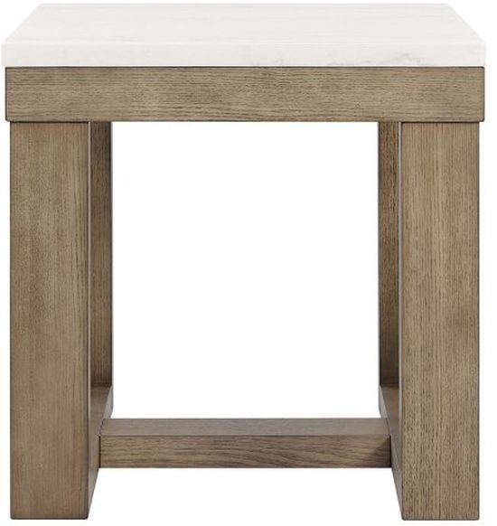 Steve Silver Co. Calla White Marble Top End Table with Driftwood Base-2