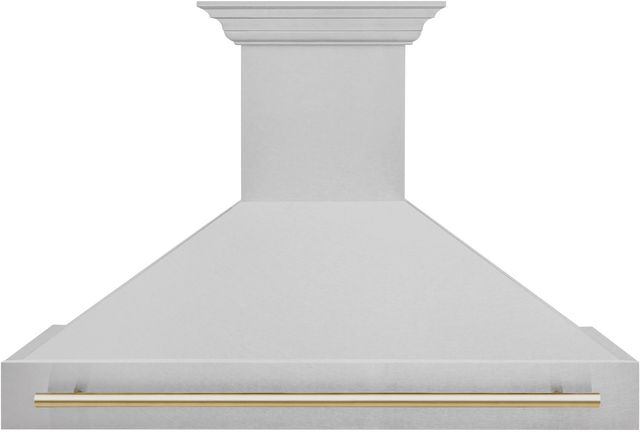 ZLINE Autograph Edition 48" Satin Stainless Steel Wall Mounted Range Hood with Polished Gold Handle-0