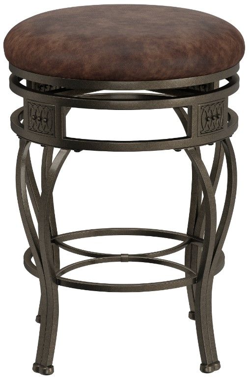 HH2 Home Montello Old Steel Backless Swivel Counter Stool-1