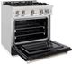 ZLINE Select 30" Satin Stainless Steel Pro Style Dual Fuel Range with Black Matte Door-3